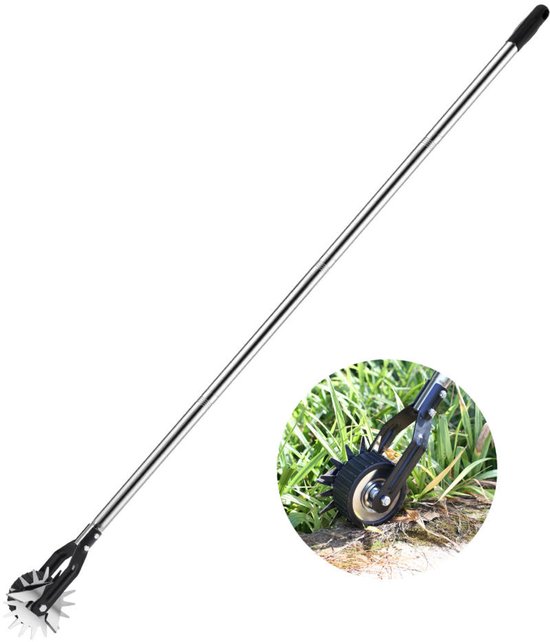 Handmatige onkruidverwijderaar, roterende wieltrimmer, 4-delige roestvrijstalen handgreep, 171 cm van Merkloos	