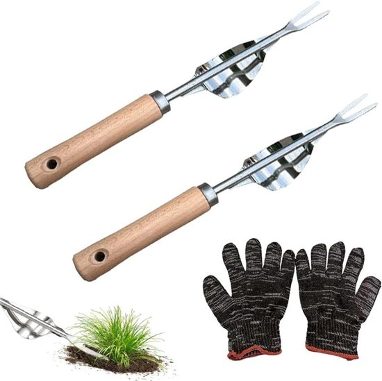 Handmatige onkruidverwijderaar van roestvrij staal - Set van 2 - Voor het uitgraven en losmaken van de grond - Tuiniers cadeau - Efficiënt onkruid verwijderen. van GARDENA