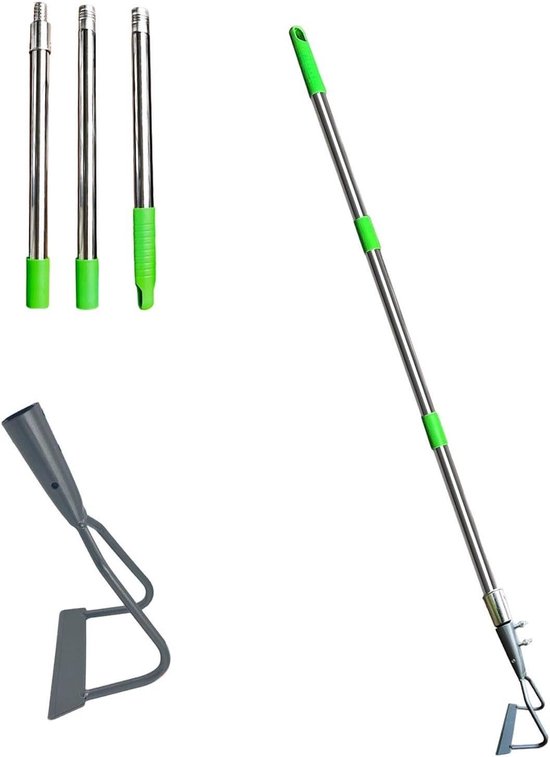 Handmatige Tuinspreider - Onkruidsteker Grondontgrendelaar - Efficiënte Bodembewerking - Afneembare Lange Steel - 130 cm - A