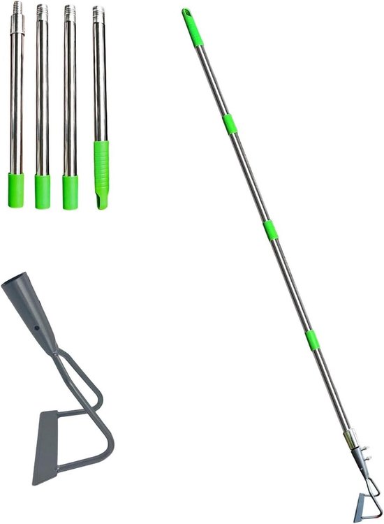 Handmatige Tuinspreider - Onkruidsteker Grondontgrendelaar - Efficiënte Bodembewerking - Afneembare Lange Steel - 160 cm - Zwart