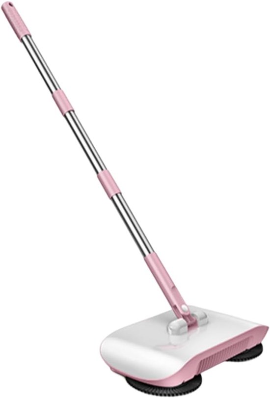 Handmatige Veegmachine - 2-in-1 Reiniger - Snelle Vloerreiniging - 180 Graden Draaihoek - 118 cm Lengte - Roze