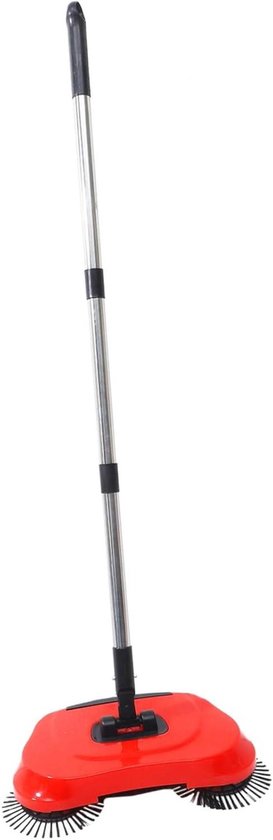 Handmatige Veegmachine - Vloerveger Bezem - Huis Schoonmaken - Geen Elektriciteit Nodig - 112 cm Hoogte - Rood van Merkloos	