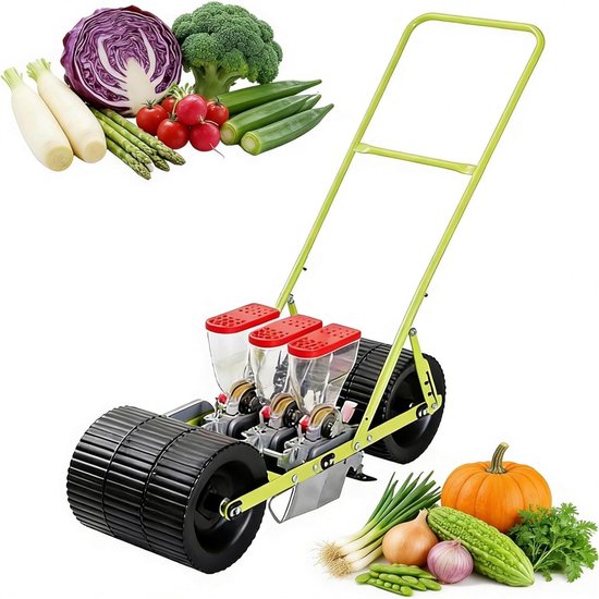 Handmatige Zaaimachine - Groenteplanter Tuin - Efficiënt Zaaien - Instelbare Rijafstand - 1-4 Rijen - Groen