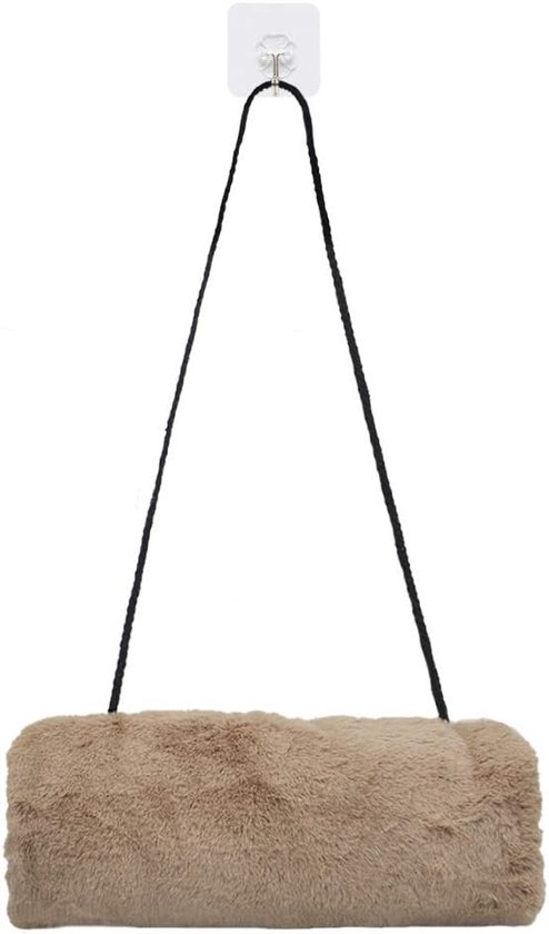 Handmuff - Faux Fur Hand Muff - Strap Pocket Design - Khaki Hand Warmer voor Vrouwen - 1 stuk - met Transparante Haak - 1 stuk van Merkloos	