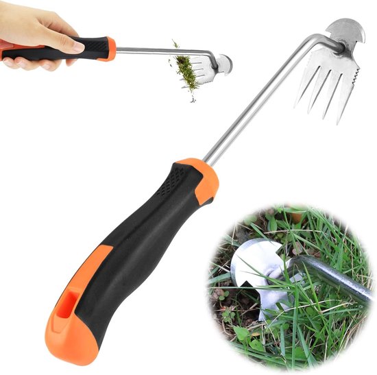 Handonkruidsteker - Roestvrij staal - Met steel - Tuingereedschap - Paardenbloemsteker - Voegenkrabber - Rubberen greep - Onkruidverwijderaar tuingereedschap voegenkrabber van Bellota