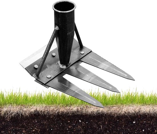 Handonkruidverdelger - Tuinhark metaal - Onkruid verwijderen - Ergonomisch ontwerp - 3 tanden - Zilver