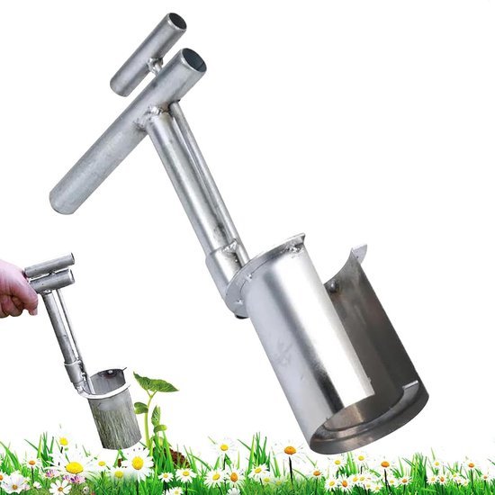 Handplanter Roestvrij Staal - Bollenplanter Tuin - Planten Zonder Moeite - Ergonomisch T-Handvat - Niet Gespecificeerd - Zilverkleurig