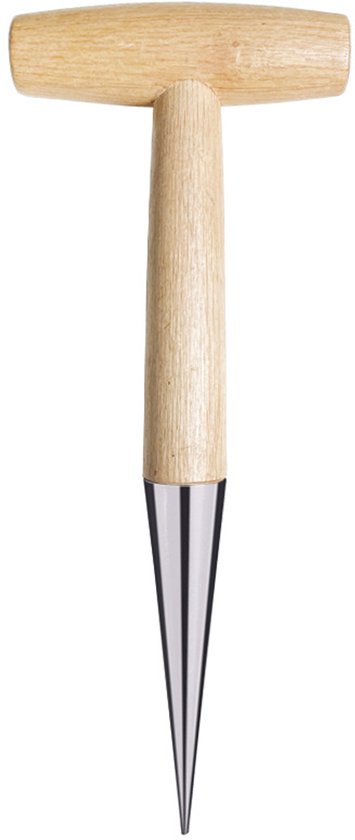 Handplanter van roestvrij staal met houten handvat voor zaailingen van Merkloos	