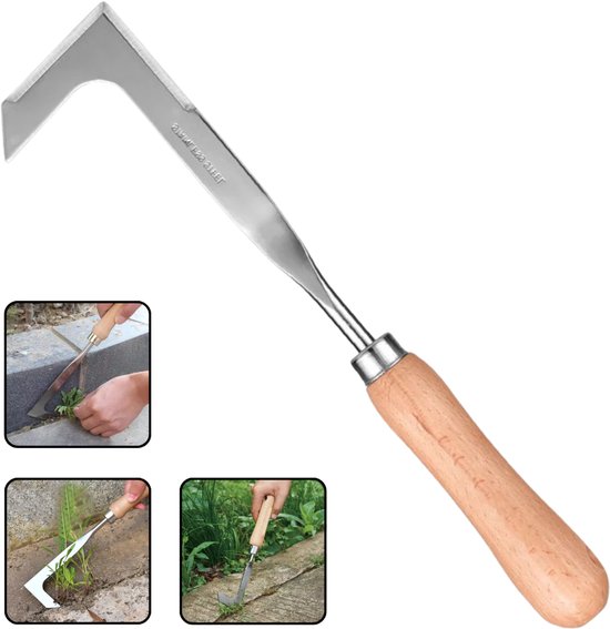Handschep van Koolstofstaal – 30 cm – Ergonomische Onkruidverwijderaar met Sikkelontwerp – Handmatig Tuingereedschap voor Voegen, Tegels & Gazonranden