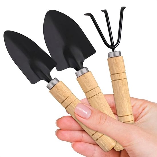 Handschep voor tuintroffel – 3 plantgereedschappen – Ergonomische kleine tuinhark – Ergonomische handgereedschapset voor randen en binnenplanten – Tuingereedschappen van Merkloos	