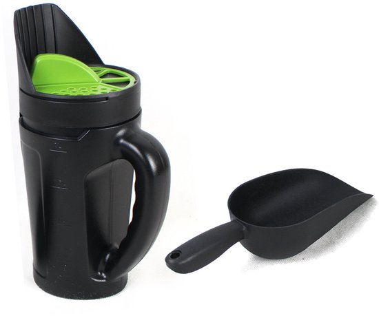 Handstrooier voor zaad en zout -plantmachine voor groentezaden - strooier voor sneeuwzout - instelbare uitloop (3 standen) - inclusief schepje - 2,5 liter - Voor gazon, tuin en oprit van Merkloos	