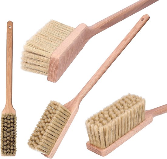 Handveger van hout met 100% natuurlijke haren - zachte houten bezem (58 x 7 x 5,7 cm) van Lantelme