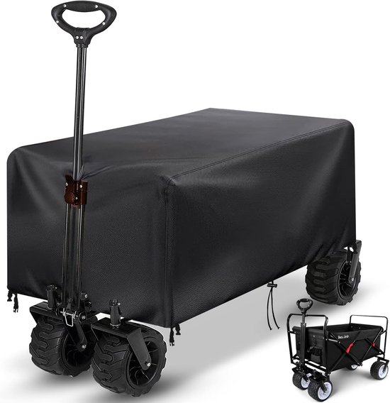Handwagenhoes 137x56x61cm - Waterdichte Trolleyhoes - UV-bestendig - Winddicht - Stofdicht - Oxford 420D - Beschermhoes voor Opvouwbare Bolderkar - Zwart van Merkloos	