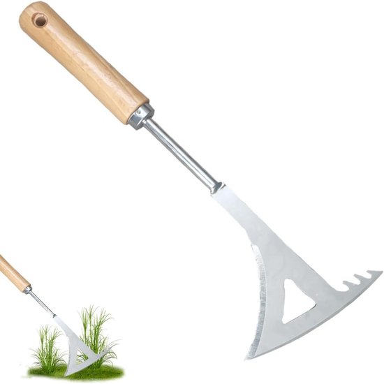 Handwiedergereedschap - Tuingereedschap - Onkruid Verwijderen - Ergonomische Handgreep - 35 cm - Houten Handvat