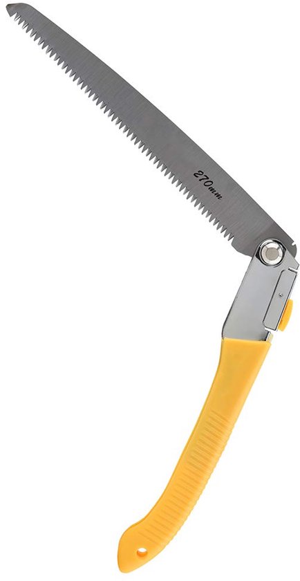 Handzaag, 280 mm, opvouwbare handzaag, houtsnijwerk, fruitbomen, snoeien, trimmen, tuingereedschap (opvouwbare gele handgreep van 270 mm voor van VERKRO
