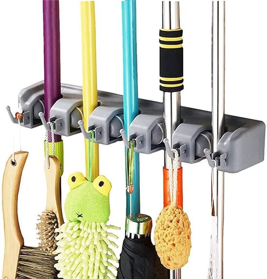 Hanger en organizer, dweilbezemhanger en dweilbezem/magische hanger voor keuken of garage (5 posities 6 haken) van Golrisen