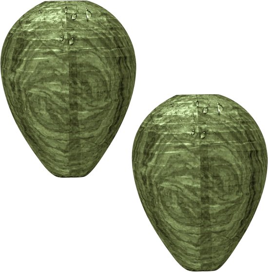 Hanging Paper Fake Hornet Nest Decoy - Wasp Nest Decoy Outdoor voor Wasps - Hornets - Yellow Jackets - Tuin - 2 Pack - Donkergroen van Merkloos	
