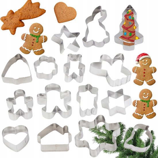 Hangzhou A Link Star Technology - Bakvormen - 15 Stuks - Diverse Kerstvormen - Duurzaam Metaal van Merkloos	