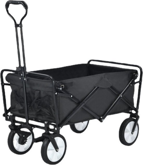 Happyment Bolderkar Opvouwbaar - Bolderkar Opvouwbaar Massieve Banden - Handkar - Kinderen Vervoeren - Zwart van Happyment