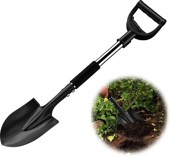 Harde 78 cm Tuinspade voor steenachtige vloeren - Puntig Staal met D-vormige handgreep - Zware Autoschep - Opgraven Camping Auto Tuin - Zwart van $