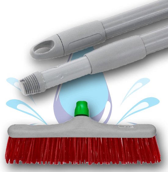 Harde Bezem Rood- Tuinbezem - Nylon - 40 cm - Straatbezem - Bezems - Veger - Buiten Bezem met tele steel 150 cm - Schoonmaakartikelen - Schrobborstels van Blokker