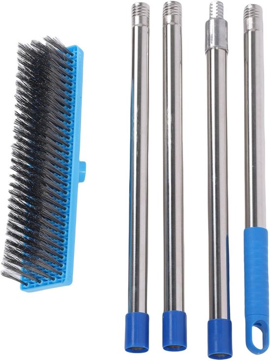 Harde Borstel Telescopisch Handvat Staaldraad Schrobbezem Voor Vuil Mos Verwijderen Buiten Vloer Dek Tuin Garage 160cm 63in (160cm)