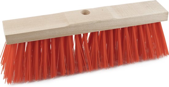 Harde straatbezem/buitenbezem kop elaston 32 cm met rode synthetische haren - schoonmaken - bezems van GARDENA