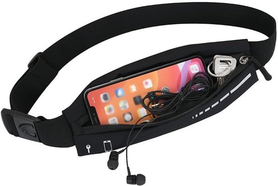 Hardloopgordel voor heren, telefoontas, hardlopen, 1 loopgordel voor heren en dames voor joggen, sport, wandelen, outdoor, elastische tas voor mobiele telefoon, zwart, B, A van Puma