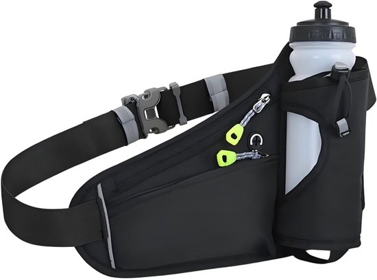 Hardloopriem met Drinkfles - Verstelbare Heuptas voor Joggen en Fitness - Ademend met Fleshouder voor Mannen en Vrouwen - Ideaal voor Hardlopen, Fietsen en Kamperen van Merkloos	