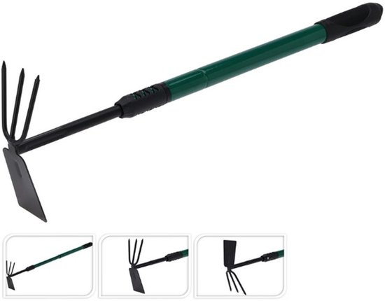 Hark en Schoffel met Telescopische Steel 65-95 cm Groen/Zwart