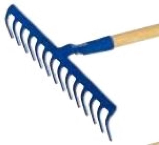 Hark met 14 Tanden - Grasbezem Blad - Gazon Onderhoud - Versterkte Buitentanden - 90 cm - Blauw