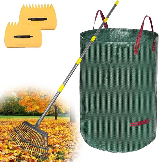 Hark voor bladeren 25 tanden - 4 delige set - stevig materiaal - ideaal voor tuinonderhoud - ShopVlot