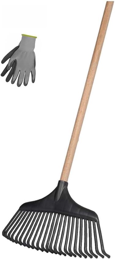 Harken – Gazonhark – Grashark – Handhark - 23 tanden met steel 120 cm - Kunststof – Extra stevig - Nu met GRATIS tuinhandschoenen