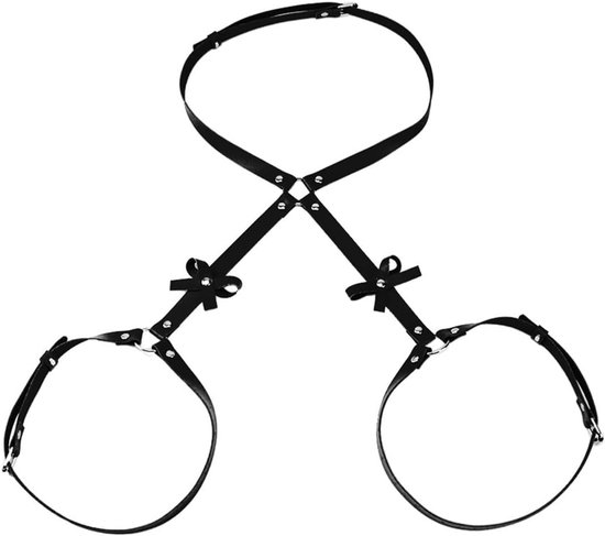 Harnas voor vrouwen - Upper Body Rave Outfit - Femboy Kleding Harnas - Punk Leren Lichaamsketting - Sexy Verstelbare Tailleketting - Zwarte Been Garter Belt - Gothic Mode van Merkloos	