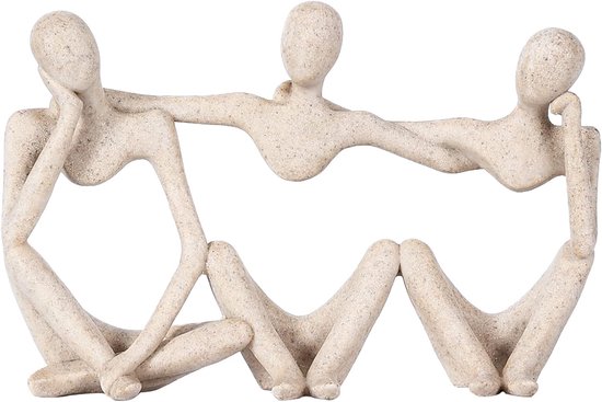 Hars denker standbeeld abstracte denker sculpturen denker stijl abstracte sculptuur denker desktop sculpturen denker beeldje decor decoratief sculptuur voor thuiskantoor boekenplank (zandkleur, stijl