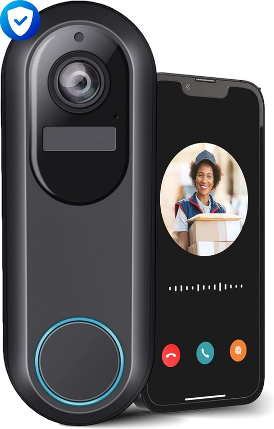 HB Video Deurbel met Camera WiFi - Slimme Deurbel - 1080P Full HD Camera - Waterdichte Doorbell - Zwart van HB