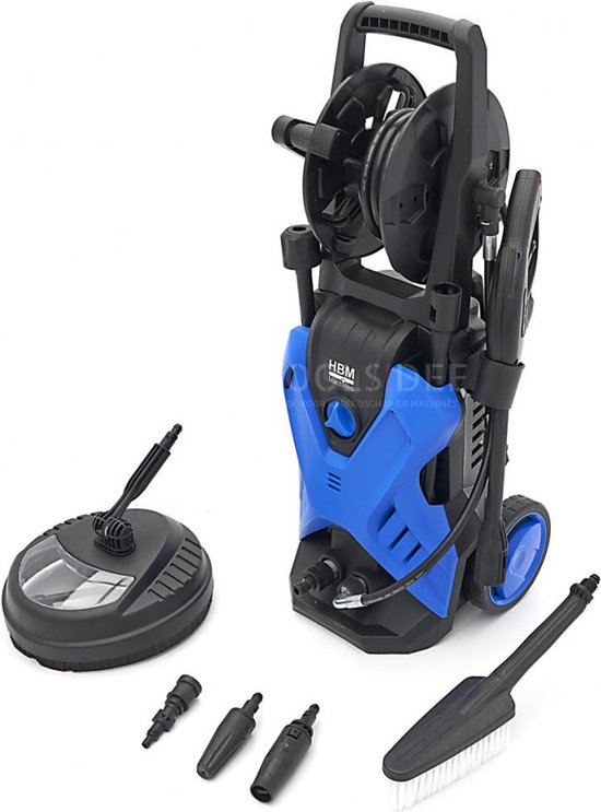 HBM Hogedrukreiniger 2200 Watt, 165 Bar Inclusief Terrasreiniger, Wasborstel en Turbospuitmond van Merkloos	