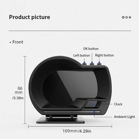 Heads-up-display voor Meerdere Gegevens - OBD2 - GPS - Smart Gauge - Auto HUD - Snelheidsmeter - Turbo - RPM - Alarm voor Auto - Truck van Merkloos	