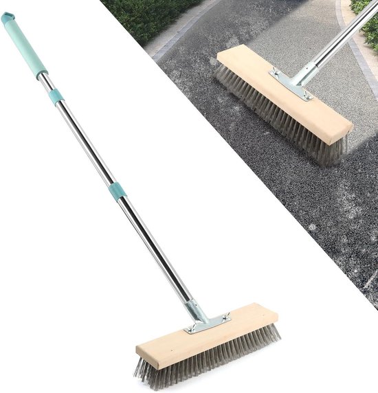 Heavy Duty draadbezem met telescopisch handvat (63 IN) - voor het reinigen van mos, harde vlekken op beton, voeg, tuin, garage, terras, zwembad van Merkloos	