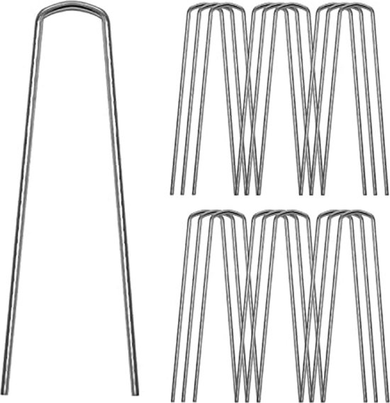 Heavy-Duty Gegalvaniseerde Stalen Tuinpinnen voor Onkruidbestrijding - 150mm U-Vormige Grondharingen