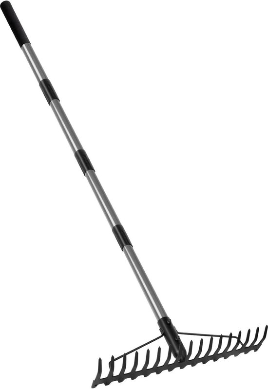 Heavy Duty Tuin Hark - 5.4FT Boog Hark RVS Handvat - 17 Stalen Tanden Metaal - Gazon Onderhoud Rake Landbeheer Leak Rake van Woopower
