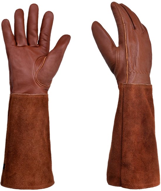Heavy Duty tuinhandschoenen - Tuinhandschoenen - Lek- en snijbestendige lange handschoenen met onderarmbescherming - Gewatteerde handpalmen - Ideaal voor het hanteren van doornen en stekelige stengels - Bruin - maat XL