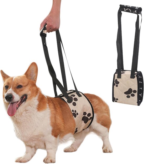 Hefharnas voor honden - verstelbare sling - ondersteuningsharnas voor zwakke achterbenen - zachte draagdoek voor senior - gewond - gehandicapte middelgrote honden van Merkloos	