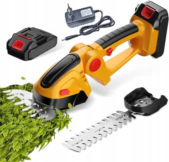 Heggenschaar Accu - Gras- en Haagschaar - Snoeischaar - 2-in-1 - Buxusschaarmes en Grasschaarmes - 24V - 90° Verstelbaar - 500W - Elektrische Heggenschaar - Voor Gazon Heg en Struiken - Tuingereedschap