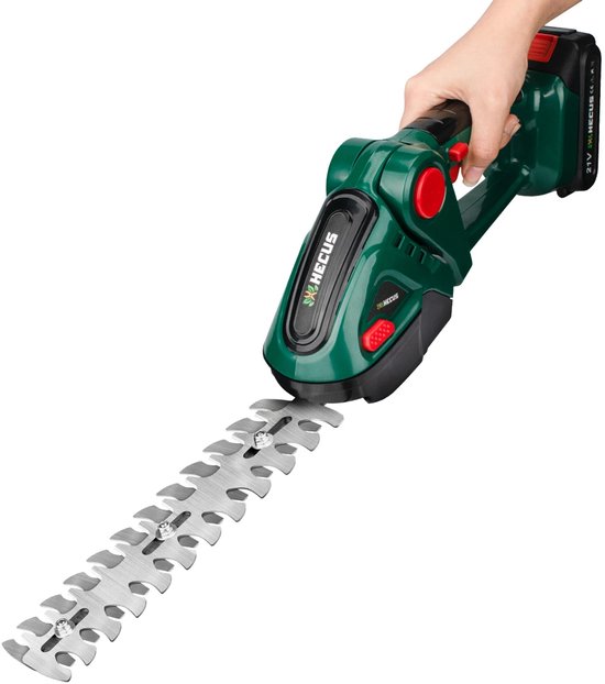 Heggenschaar accu - heggenschaar electrisch - 2 in 1 elektrische heggenschaar - huishoudelijke grasmaaier - Tuinschaar - 18V van Merkloos	