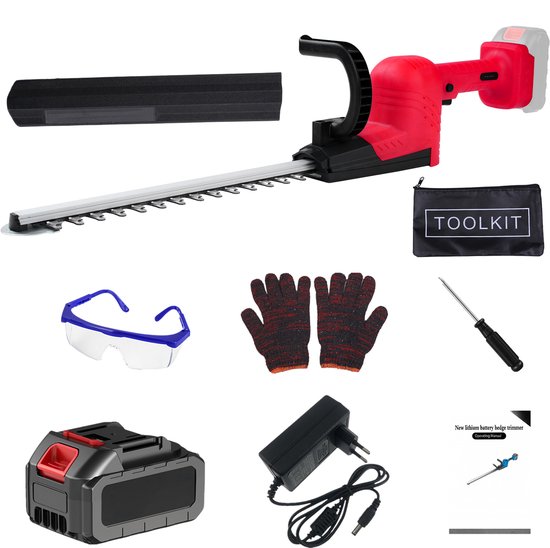 Heggenschaar electrisch 21 V - heggenschaar accu - inclusief 1 x accu - accuaansluiting is Makita - 40 cm snijlengte - Handmatige huishoudelijke tuinschaar - Met Veiligheidsbril, Handschoenen & Beschermhoes