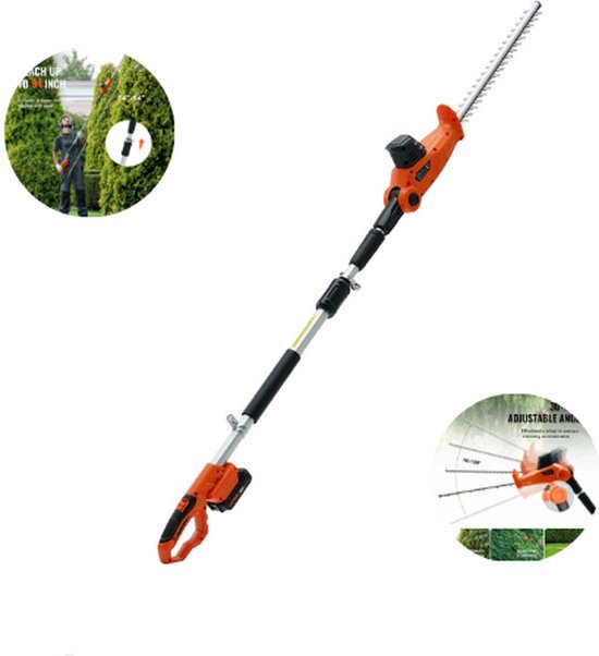 Heggenschaar Telescopisch - Krachtige 20V Accu met Snellader - 46cm Stalen Blad - Tot 240cm Bereik - 16mm Takken - Verstelbare Hoek - Lichtgewicht van MASKO®