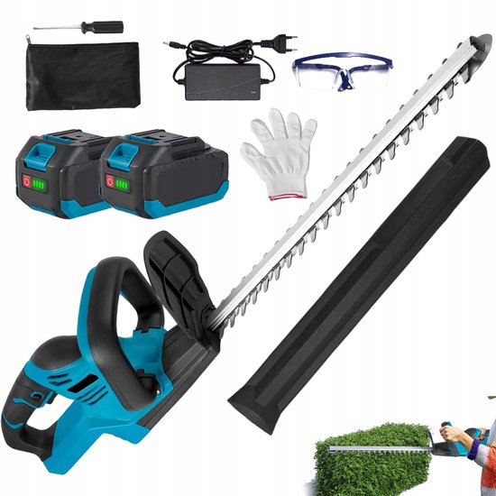 Heggenschaar - Tuinschaar - 2-in-1 Met Struik- & Grasmaaimes - 90° Verstelbare Kop & 500W - Draadloos & 2x3000mAh Accu - Compatibel Met Makita 18V - Voor Tuin & Haag van Merkloos	