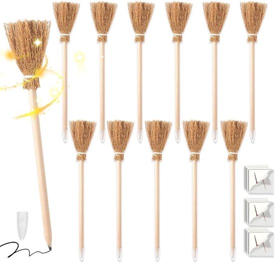 Heksenbezem Potloden - Set van 12 Stuks - Multifunctioneel - Natuurlijk Hout - Halloween Decoratie van Juju Trends