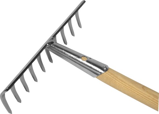 Hendrik Jan - Hark - Verzinkt - 10 tanden - Steel 160 cm - Essenhout